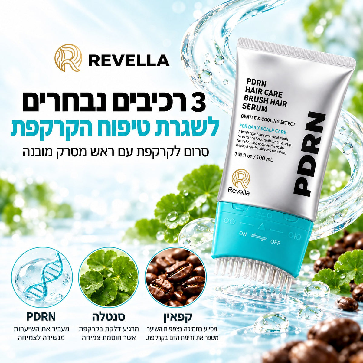 סרום הקרקפת REVELLA עם PDRN, סנטלה וקפאין